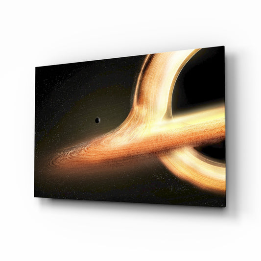 Space glass wall art in a modern man cave
