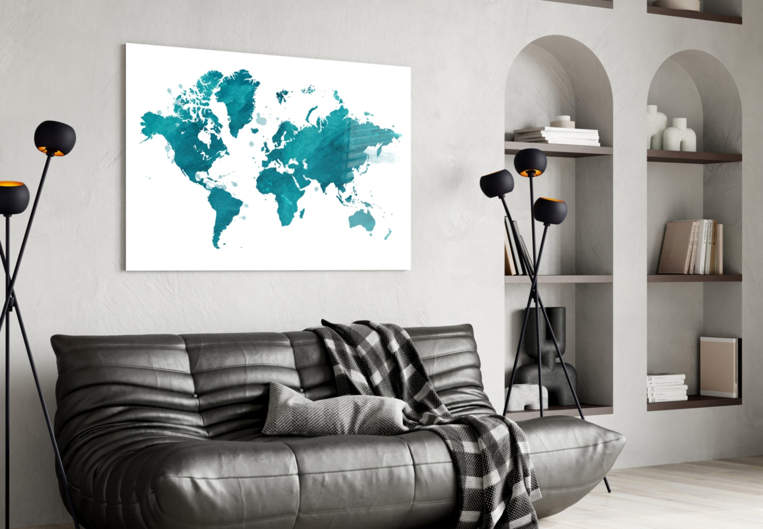 World Map Glass Wall Art.