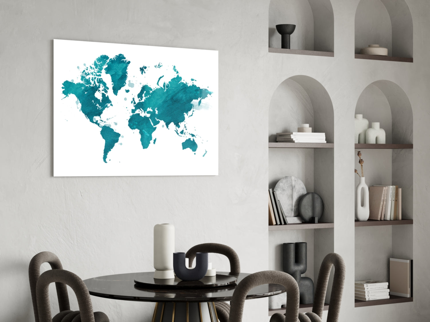 World Map Glass Wall Art.