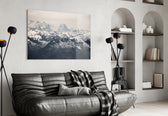 Snowy Mountains artwork styled in a chalet-styled lounge