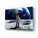 Space Walk glass wall art in a modern teen room