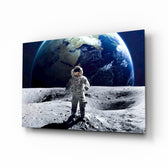 Space Walk glass wall art in a modern teen room