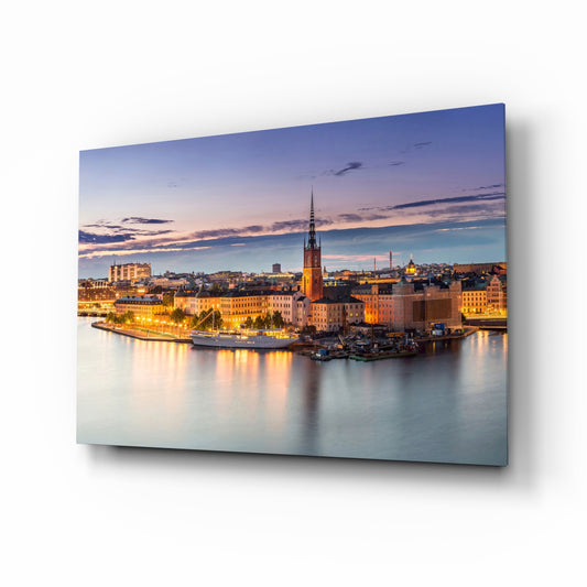 Stockholm glass wall art in a modern living room