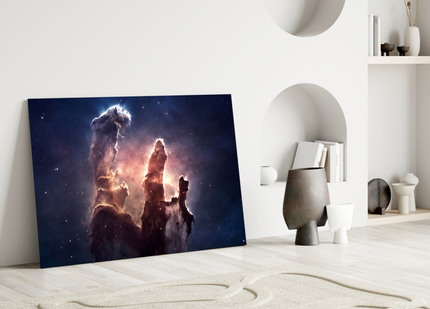 Space Clouds Glass Wall Art.