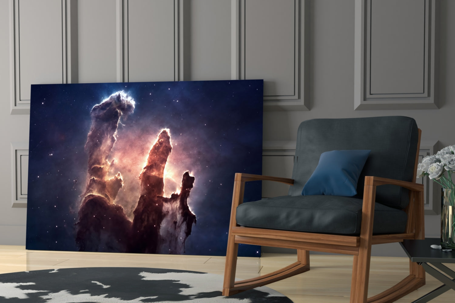 Space Clouds Glass Wall Art.