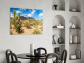 Cinematic landscape print bringing Sonoran edge to a creative loft