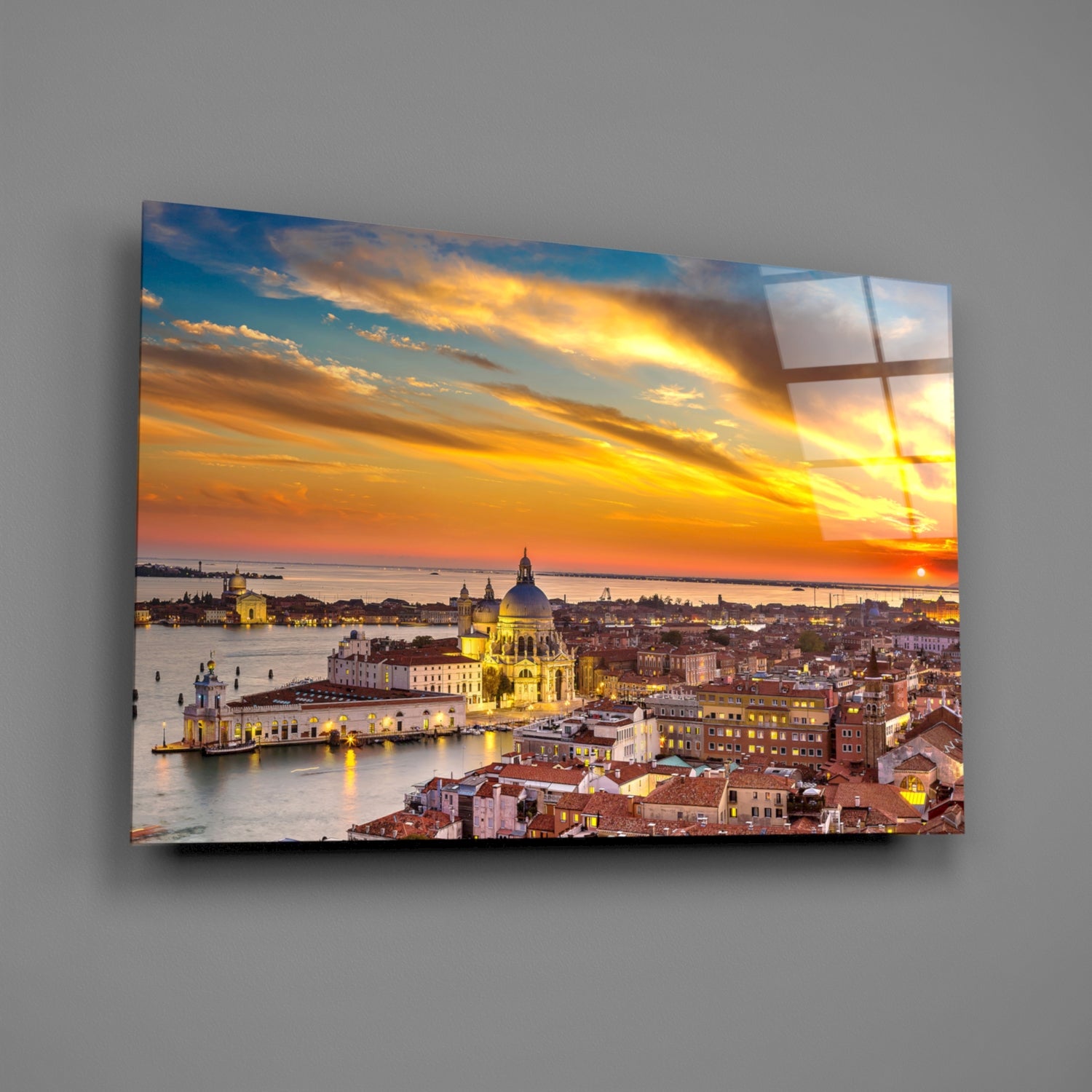 Sunset in Venice Glass Wall Art.