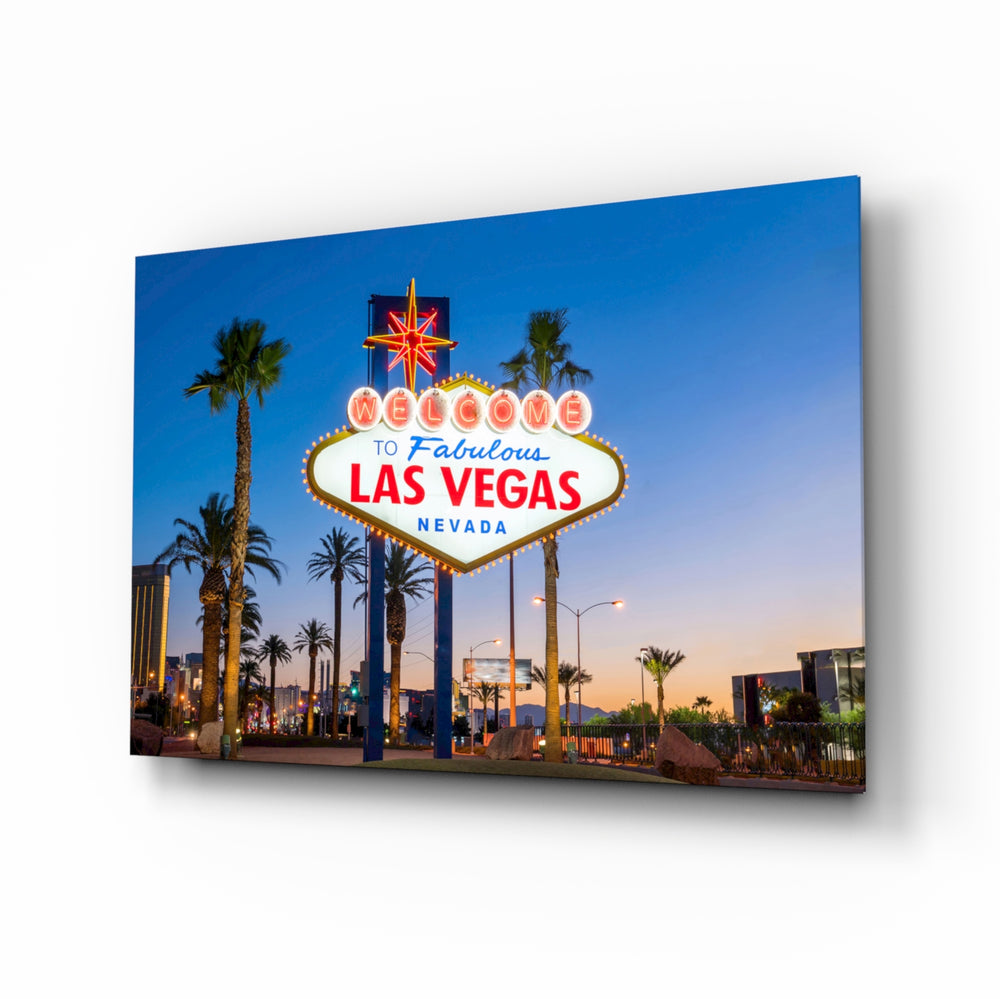 Vegas glass wall art in a modern man cave