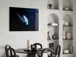 Cinematic marine print bringing aquarium edge to a bedroom