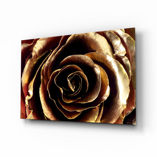 Rose glass wall art in a modern living room