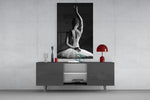 Ballerina glass wall art catching light to reveal its painted ivory tutu
