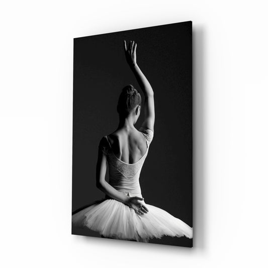 Ballerina glass wall art in a modern bedroom