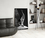 Cinematic ballet print bringing performing-arts edge to a creative loft