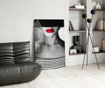 Cinematic editorial print bringing fashion edge to a bedroom
