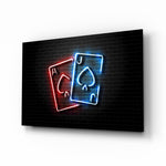 Ace and Joker glass wall art in a modern man cave
