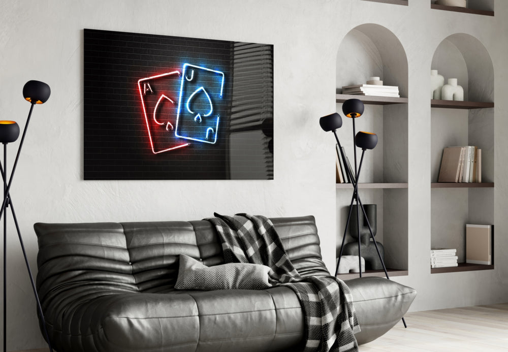 Ace and Joker artwork styled in a poker den interior