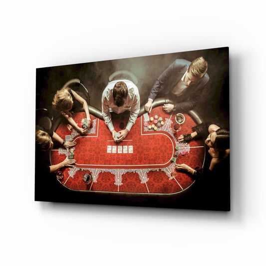 Gambling glass wall art in a modern man cave