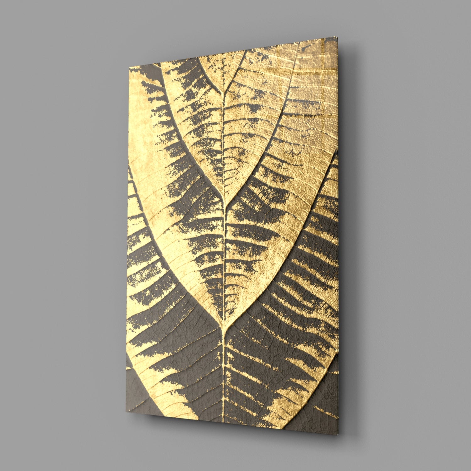 Golden Leaf Glass Wall Art.