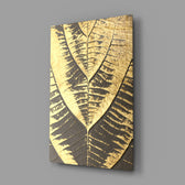 Luxe botanical panel anchoring a master bedroom wall