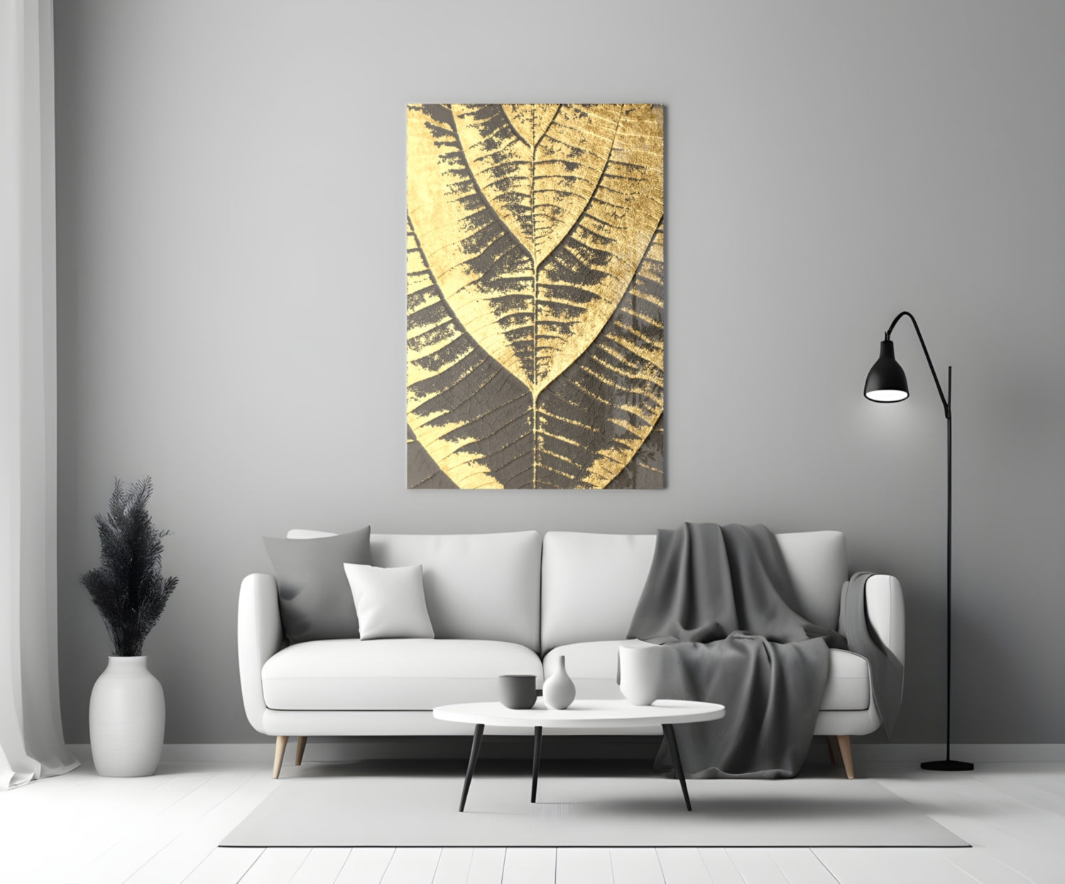 Golden Leaf Glass Wall Art.