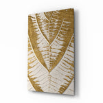 Golden Leaf glass wall art in a modern living room