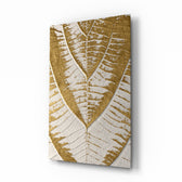 Golden Leaf glass wall art in a modern living room