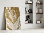 Botanical dikey panel against an ivory-painted accent wall