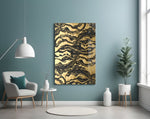 Golden Waves artwork styled in a hotel-styled lounge