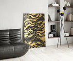Cinematic abstract print bringing luxe edge to a hallway