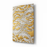 Golden Waves glass wall art in a modern living room