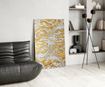 Cinematic abstract print bringing luxe edge to a hallway