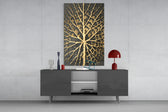 Abstract Art glass wall art catching light to reveal its painted gilded foil