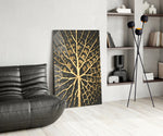 Cinematic abstract print bringing luxe edge to a hallway