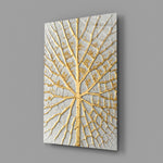 Luxe abstract panel anchoring a master bedroom wall