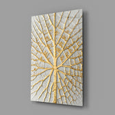 Luxe abstract panel anchoring a master bedroom wall