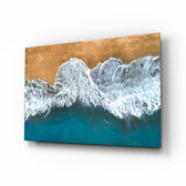 Waves glass wall art in a modern living room