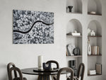 Cinematic landscape print bringing winter edge to a hallway