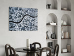 Cinematic landscape print bringing winter twilight to a hallway