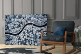 Landscape yatay panel against an indigo-painted accent wall