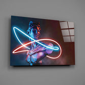 Synthwave panel anchoring a teen room wall