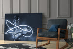 Pop-classical yatay panel against an indigo-painted accent wall