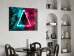 Cinematic neon print bringing tropical edge to a bedroom
