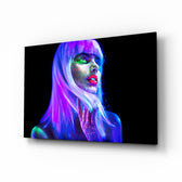 Woman glass wall art in a modern vanity space