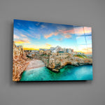 Travel panel anchoring a hotel-styled lounge wall
