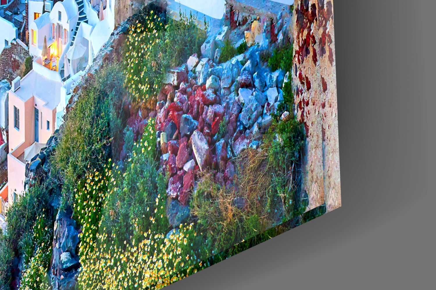 Santorini Glass Wall Art.