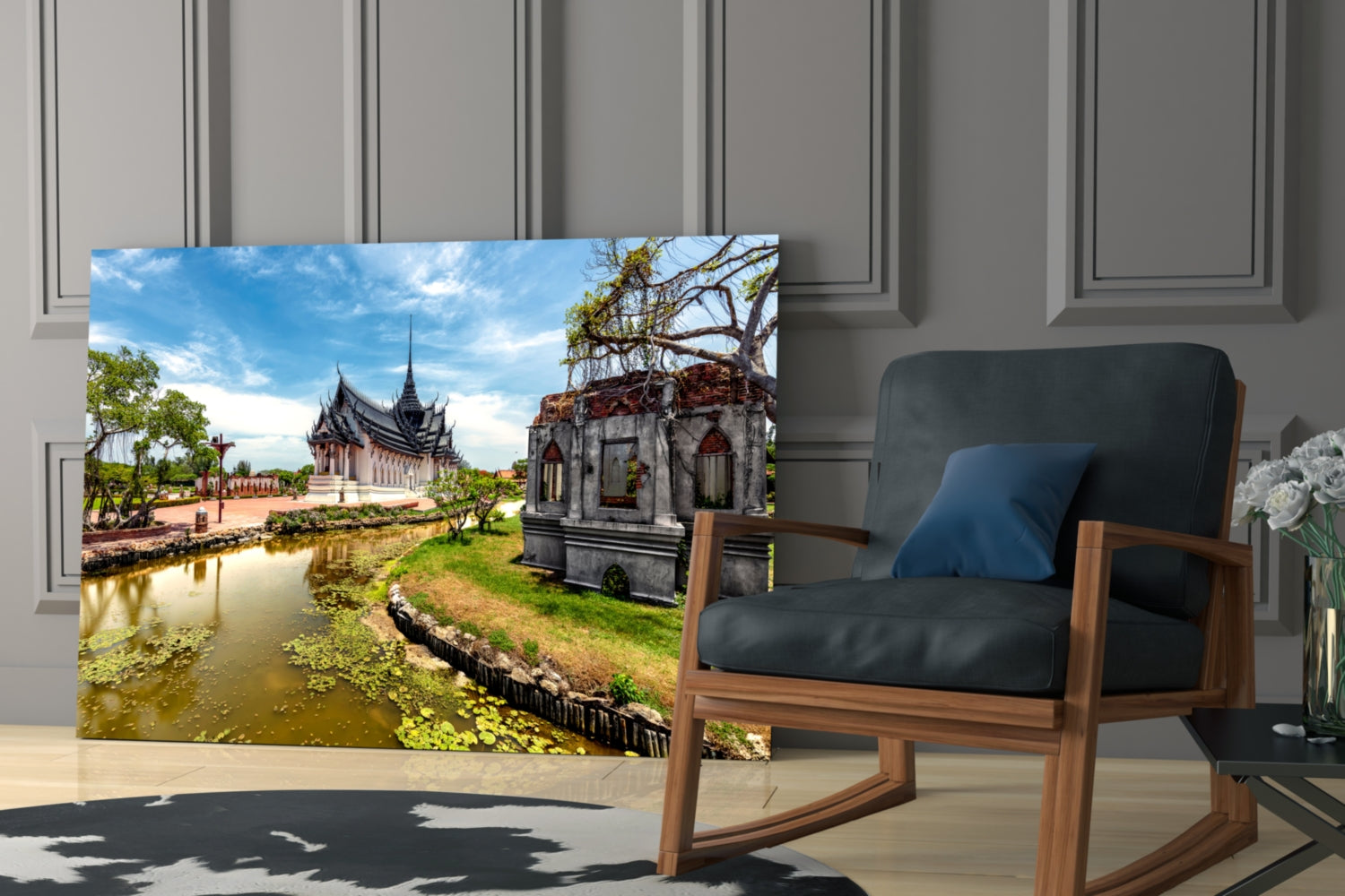 Small Village Glass Wall Art.