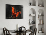 Cinematic ballet print bringing stage edge to a creative loft