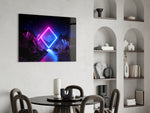 Cinematic synthwave print bringing portal edge to a home office