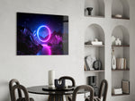 Cinematic synthwave print bringing portal edge to a home office