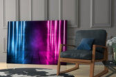 Synthwave yatay panel against an onyx-painted accent wall